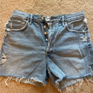 Agolde Women's Blue Distressed Denim Shorts